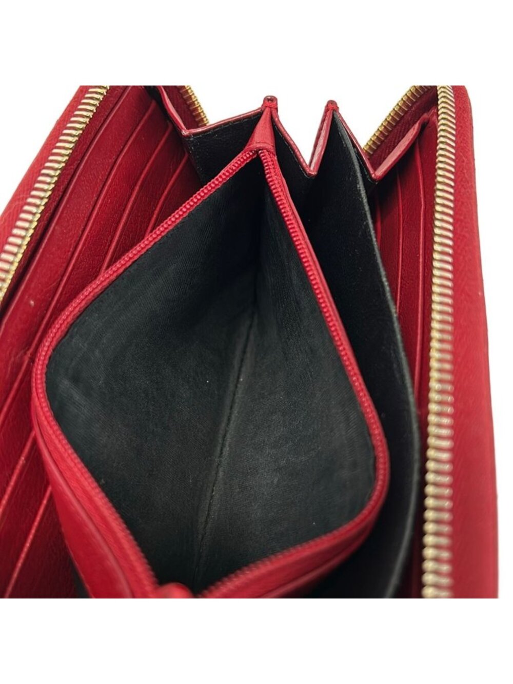 Saint Laurent Wallet Red Zip Around Leather - Picture 4 of 7